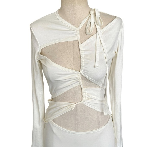 NWT Sid Neigum Italian Knit Tension Cut Out Midi Dress in Cream - Picture 6 of 12